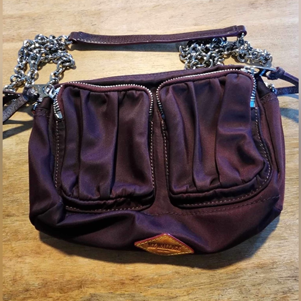 Mz Wallace plum Nylon chain crossbody
